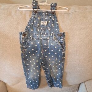 OshKosh B'gosh Denim Polka Dot Overalls